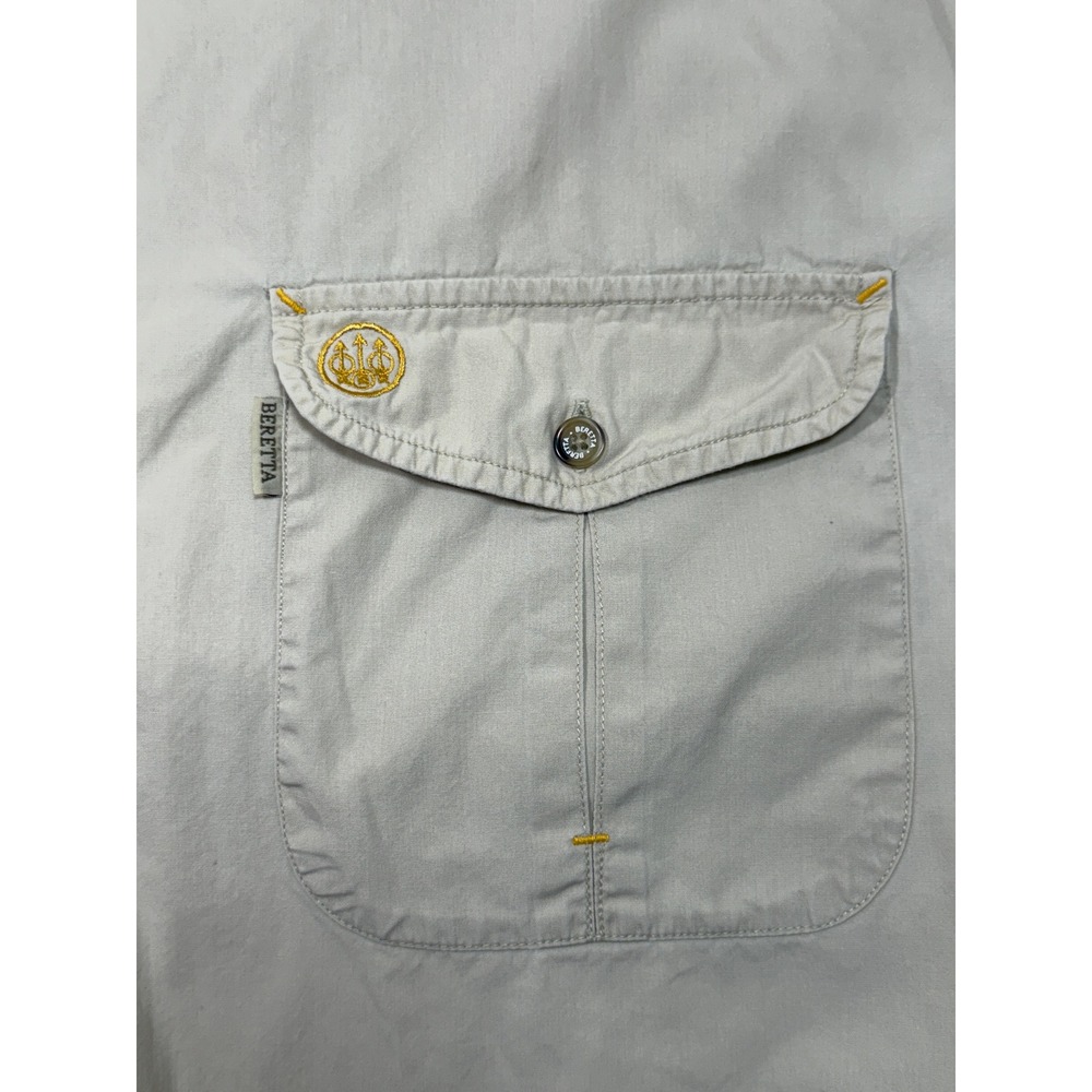 Beretta Mens Long‎ Sleeve Shooting Shirt Tan Khaki Quilted Shoulder Vented L XL